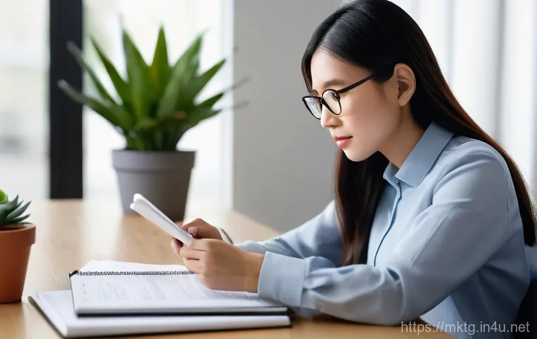마케팅관리사 자격증으로 인한 경력 전환 사례 - **Prompt 1: Focused Study for a New Career Path**
A determined East Asian woman in her late 30s,...