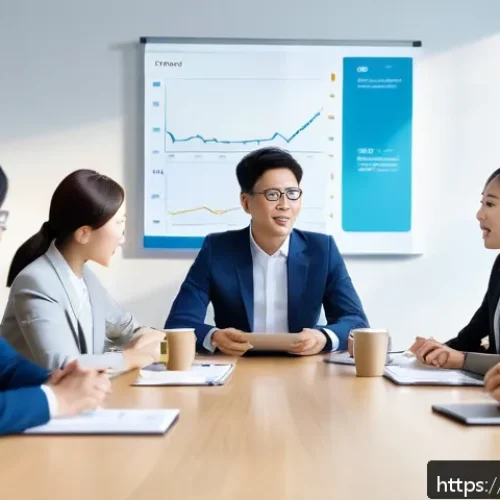 마케팅관리사 실기 시험에서 강조되는 협업 능력 - A professional marketing team engaged in a collaborative meeting in a modern office setting, focused...